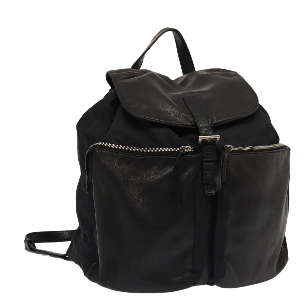 PRADA Backpack Nylon Leather Black 87351