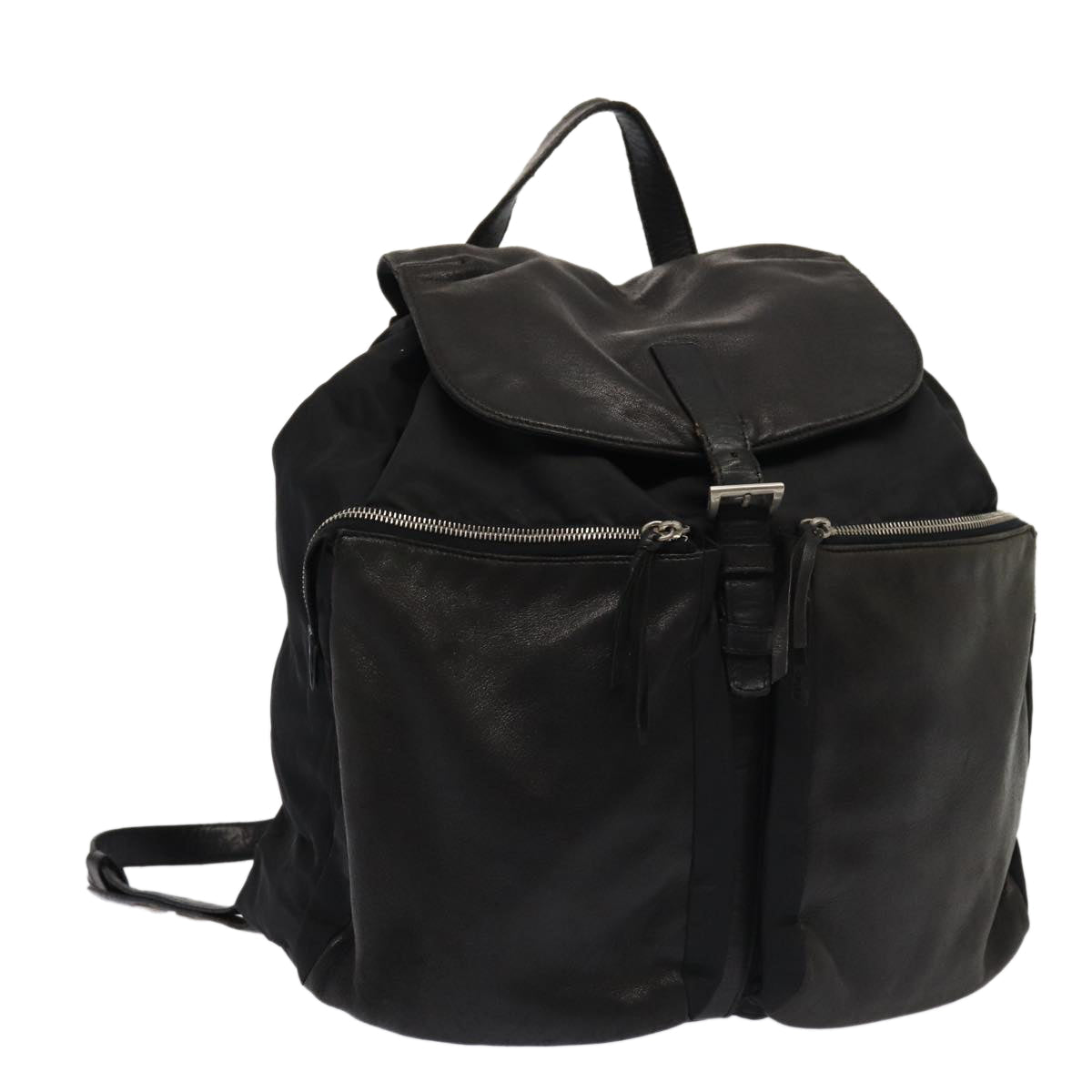 PRADA Backpack Nylon Leather Black 87351