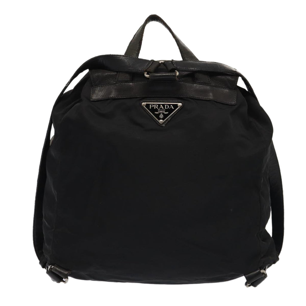PRADA Backpack Nylon Leather Black 87351