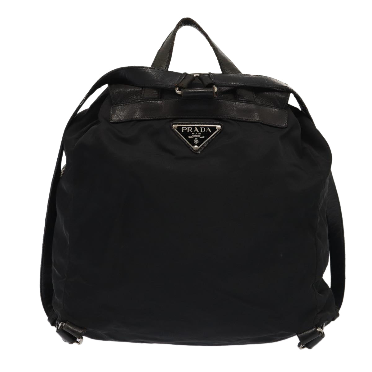 PRADA Backpack Nylon Leather Black 87351