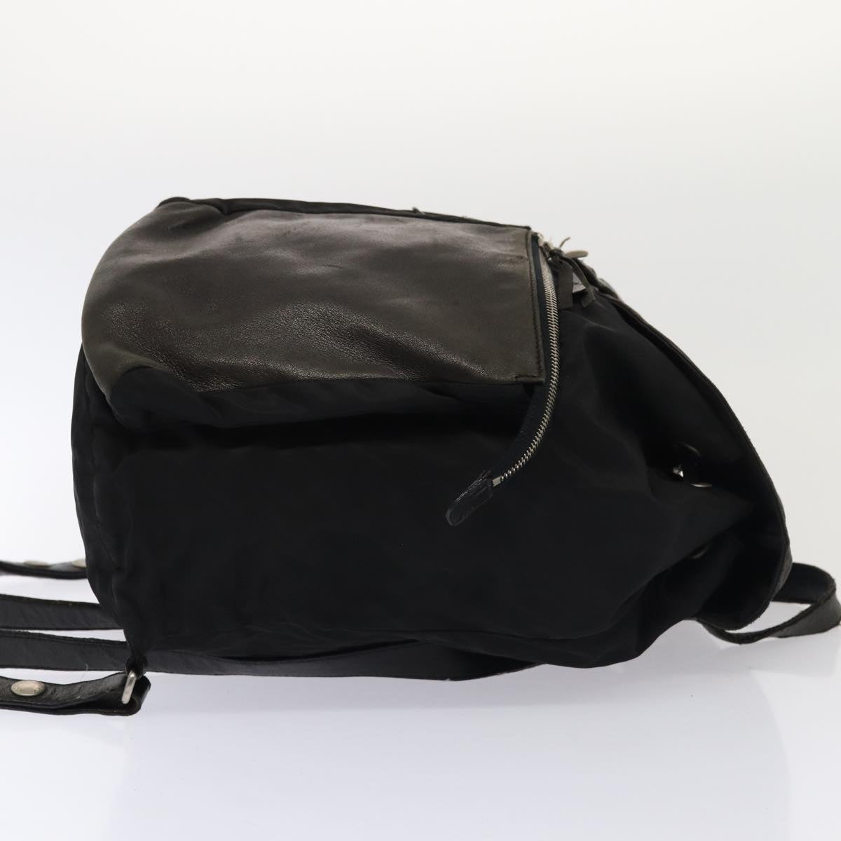 PRADA Backpack Nylon Leather Black 87351