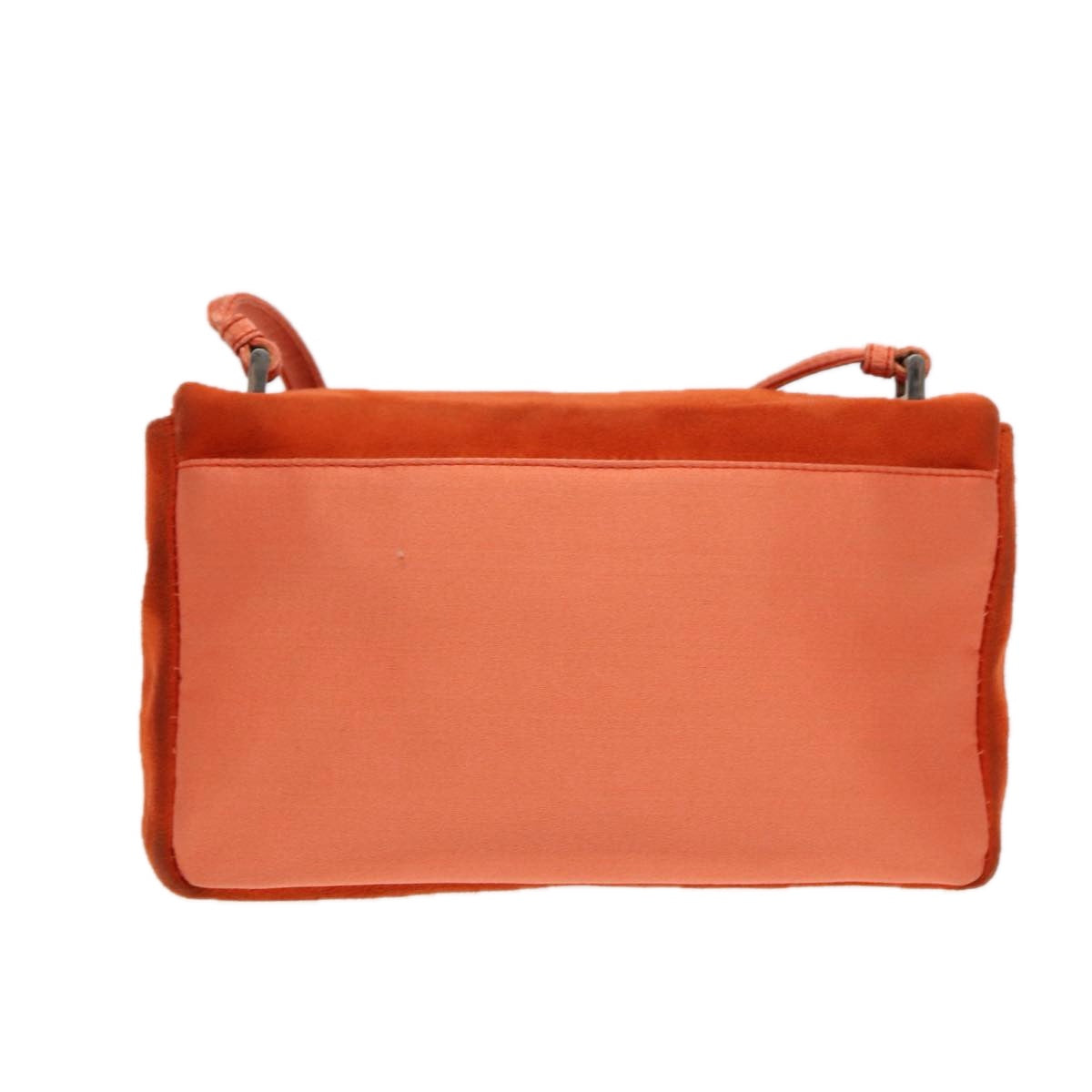 PRADA Shoulder Bag Suede Orange Silver 87356