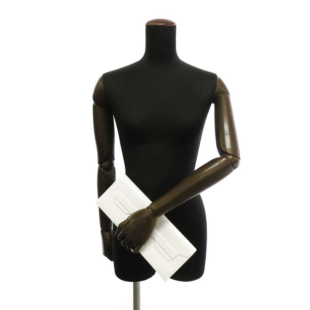 HERMES Birkin Shadow Clutch Bag New White Swift Leather