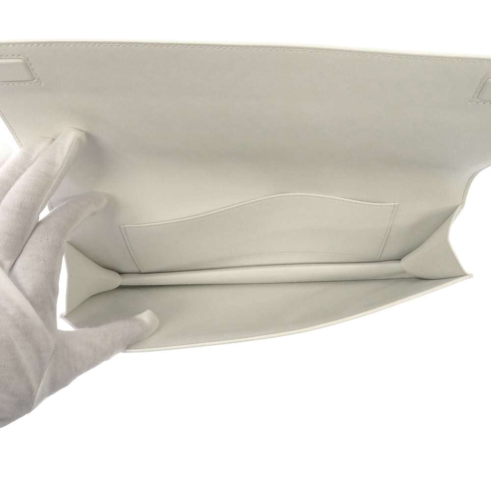 HERMES Birkin Shadow Clutch Bag New White Swift Leather