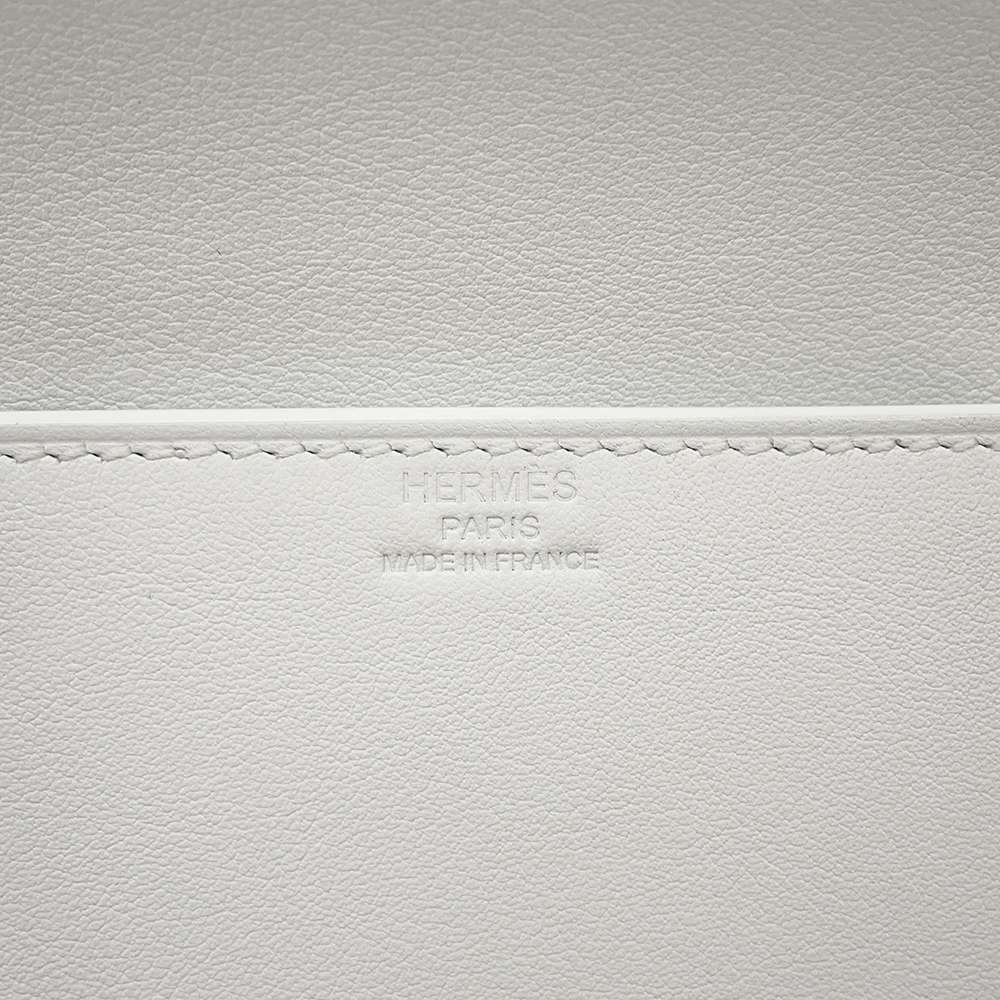 HERMES Birkin Shadow Clutch Bag New White Swift Leather