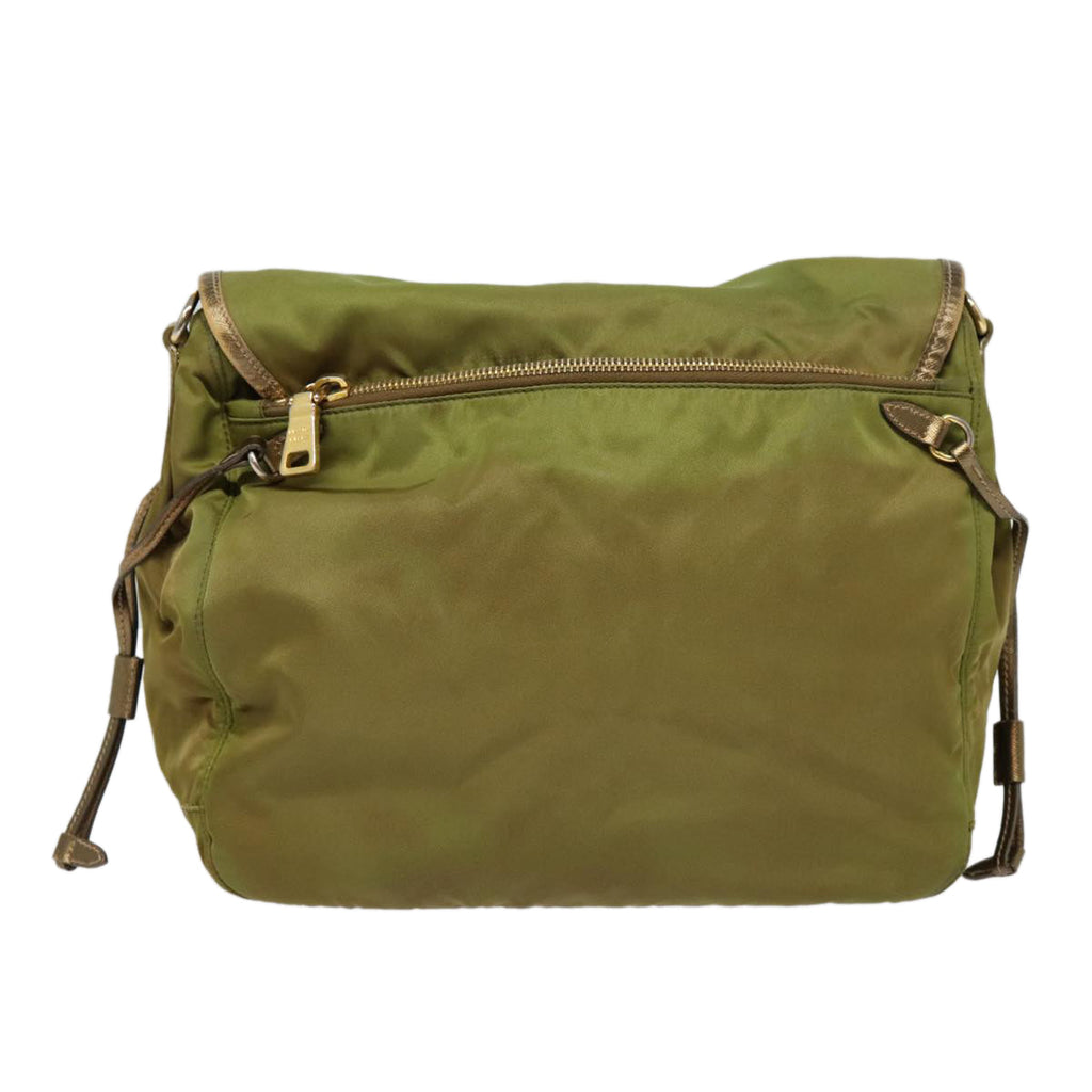 PRADA Shoulder Bag Nylon Khaki Gold 87763