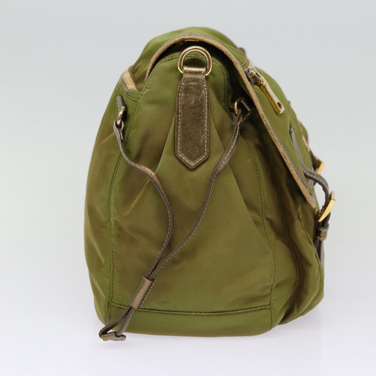 PRADA Shoulder Bag Nylon Khaki Gold 87763