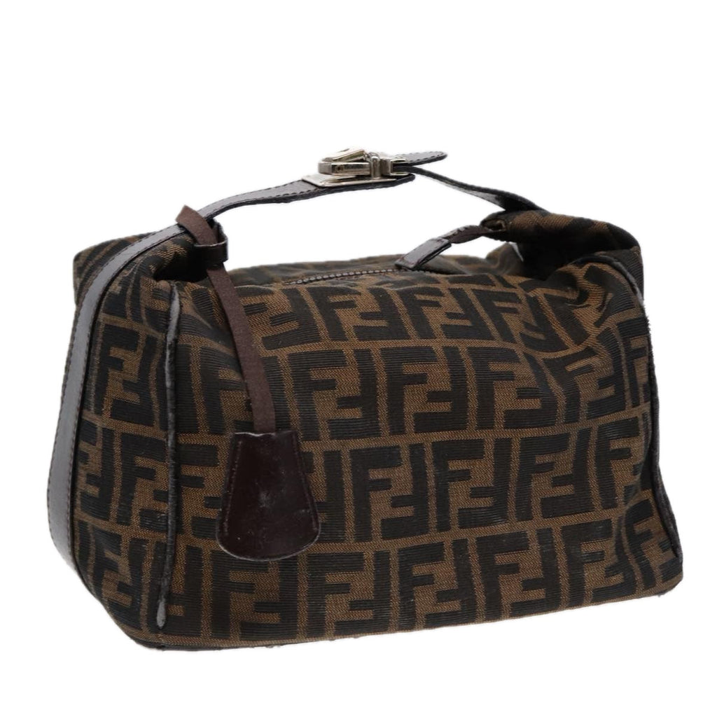 FENDI Zucca Canvas Vanity Pouch Brown Black Silver 87877
