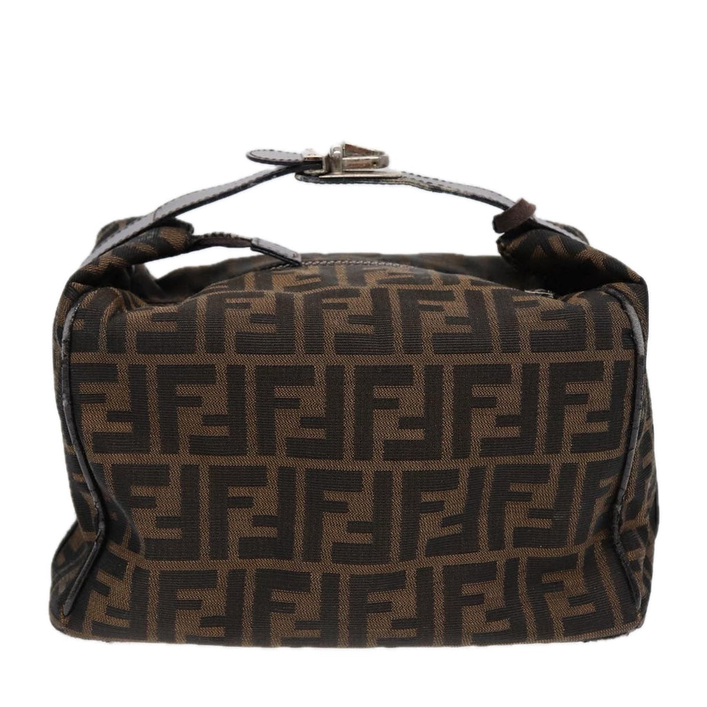 FENDI Zucca Canvas Vanity Pouch Brown Black Silver 87877