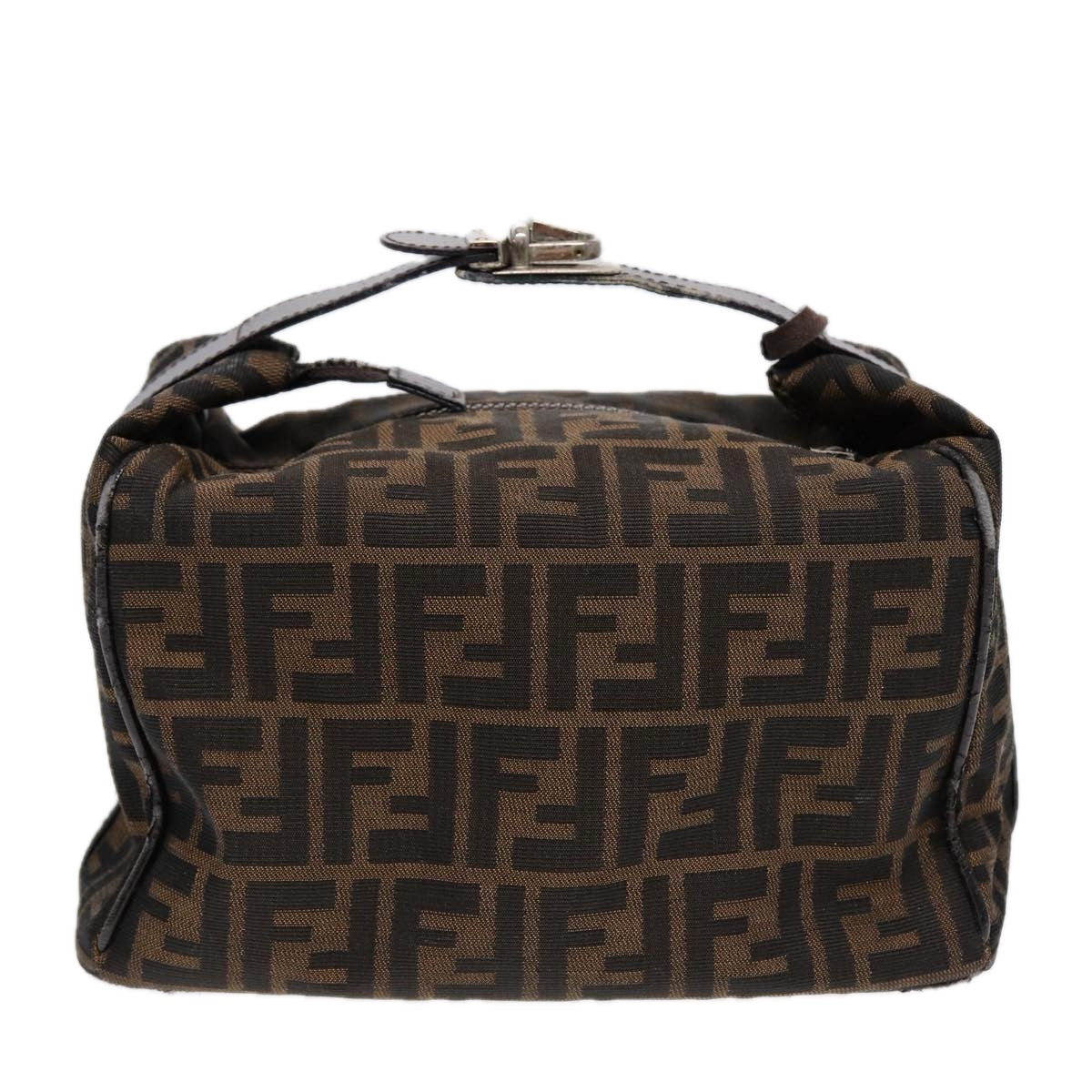 FENDI Zucca Canvas Vanity Pouch Brown Black Silver 87877