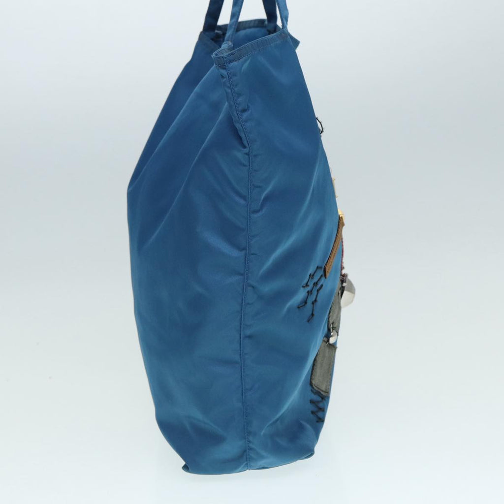 PRADA Tote Bag Nylon Blue Silver 87908