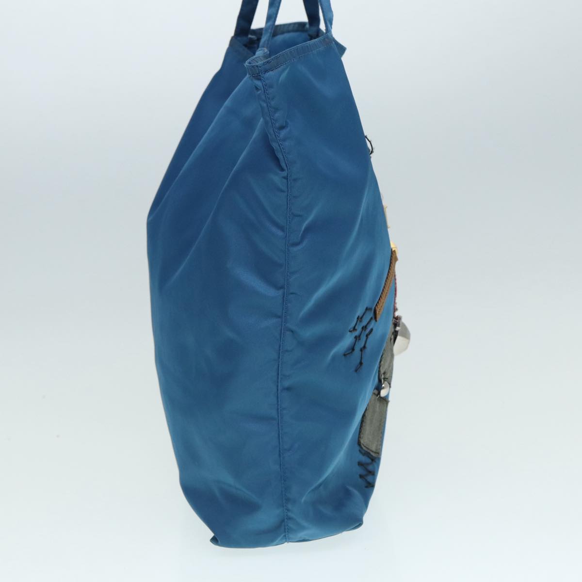 PRADA Tote Bag Nylon Blue Silver 87908