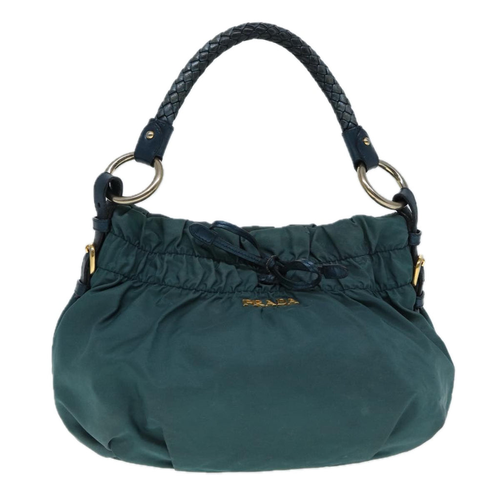 PRADA Hand Bag Nylon Green Gold 88089