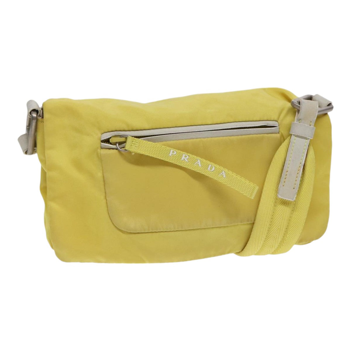 PRADA Shoulder Bag Nylon Yellow Silver 88093