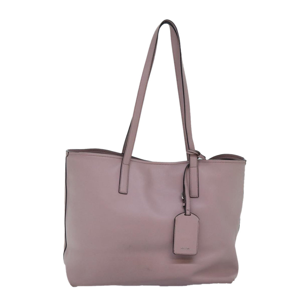 PRADA Tote Bag Leather Pink Silver 88098