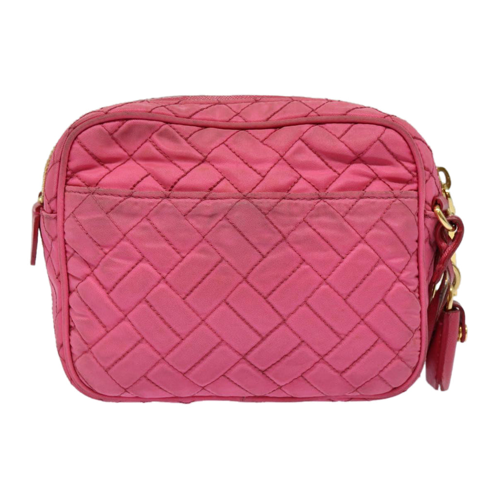 PRADA Quilted Shoulder Bag Nylon Pink Gold 88102