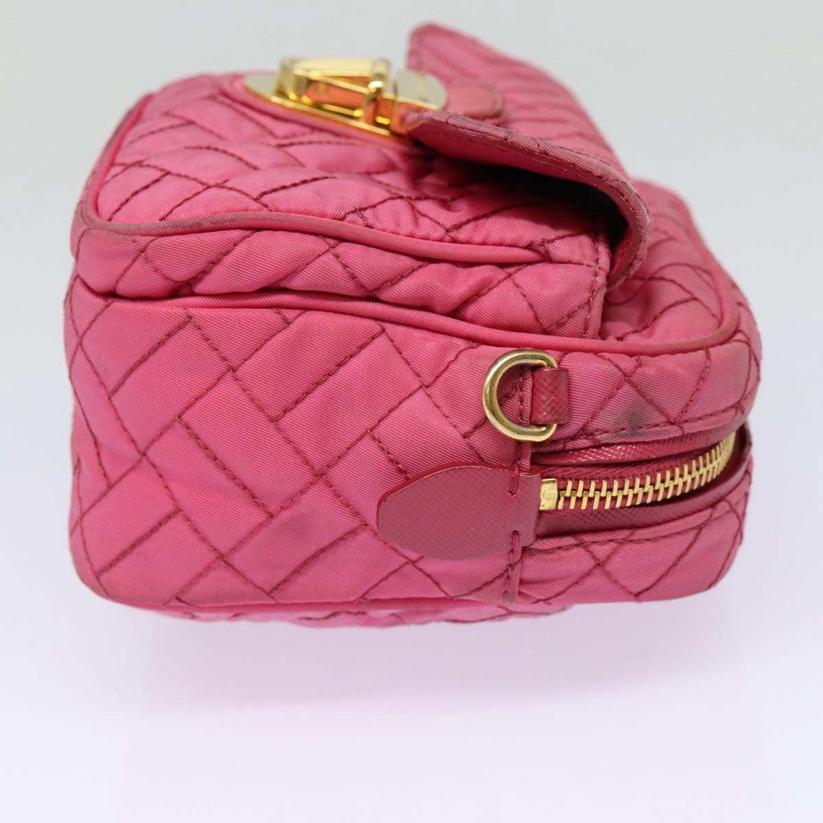 PRADA Quilted Shoulder Bag Nylon Pink Gold 88102