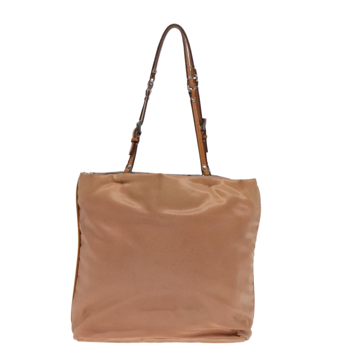 PRADA Hand Bag Nylon Beige Silver 88223