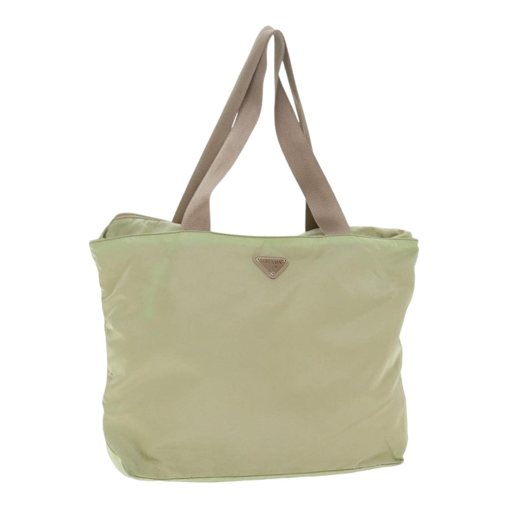 PRADA Tote Bag Nylon Beige Silver 88232