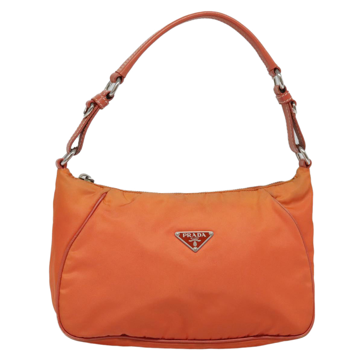 PRADA Shoulder Bag Nylon Orange Silver 88236