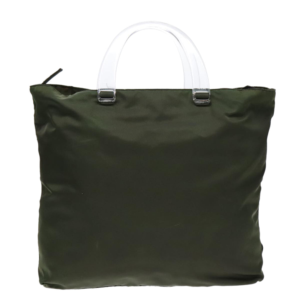 PRADA Hand Bag Nylon Green Clear Silver 88240