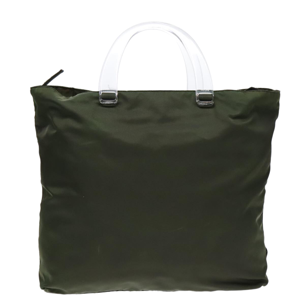 PRADA Hand Bag Nylon Green Clear Silver 88240