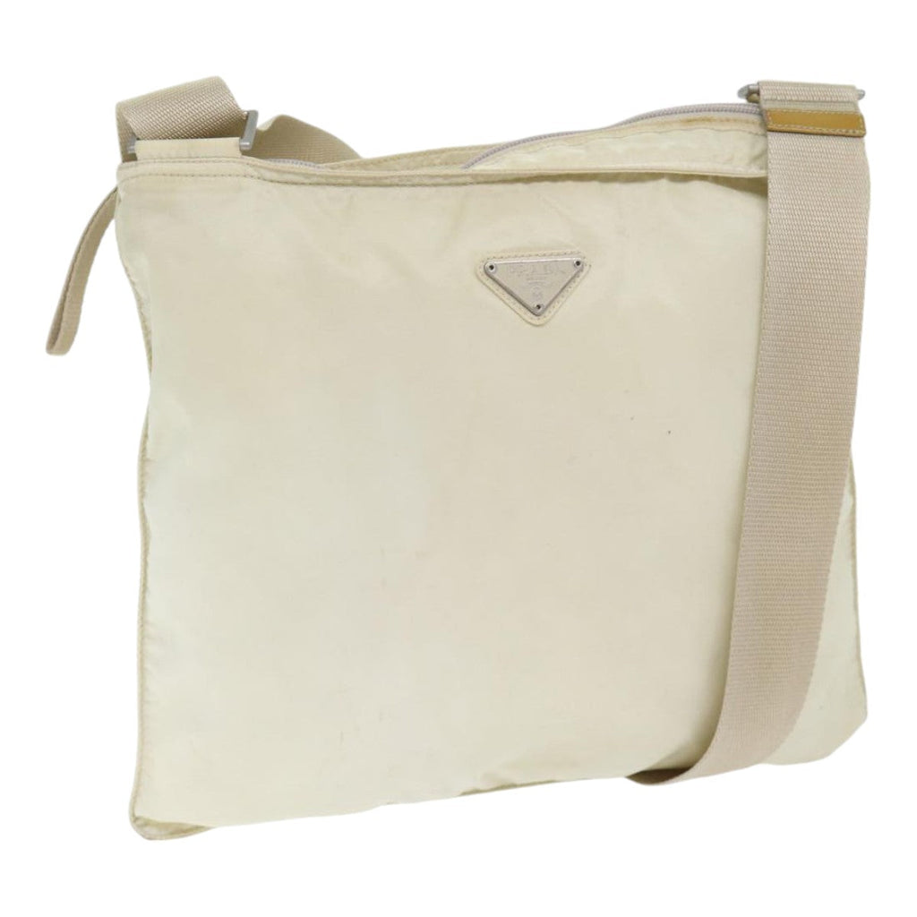 PRADA Shoulder Bag Nylon White Silver 88961