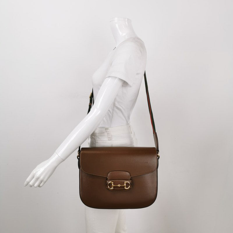 Gucci 1955 Horsebit Shoulder Bag Caramel Brown Leather Medium