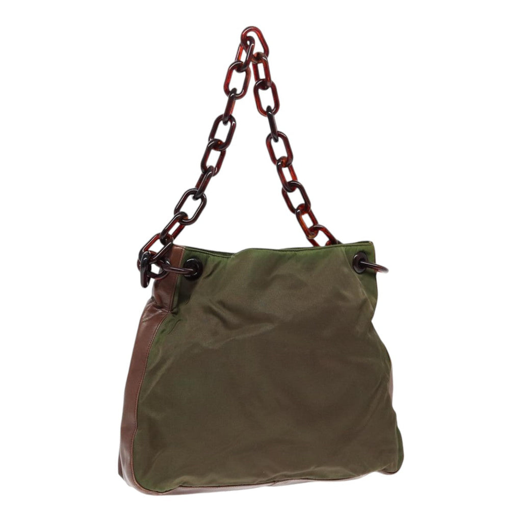 PRADA Shoulder Bag Nylon Leather Green 89043