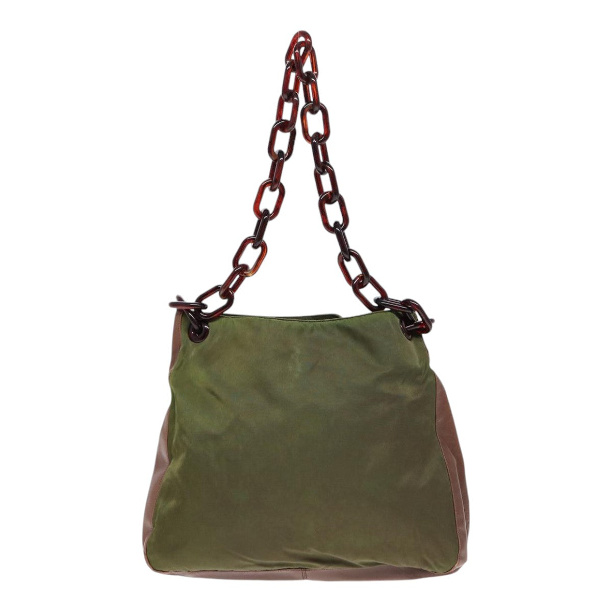 PRADA Shoulder Bag Nylon Leather Green 89043