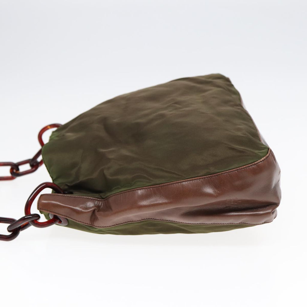 PRADA Shoulder Bag Nylon Leather Green 89043