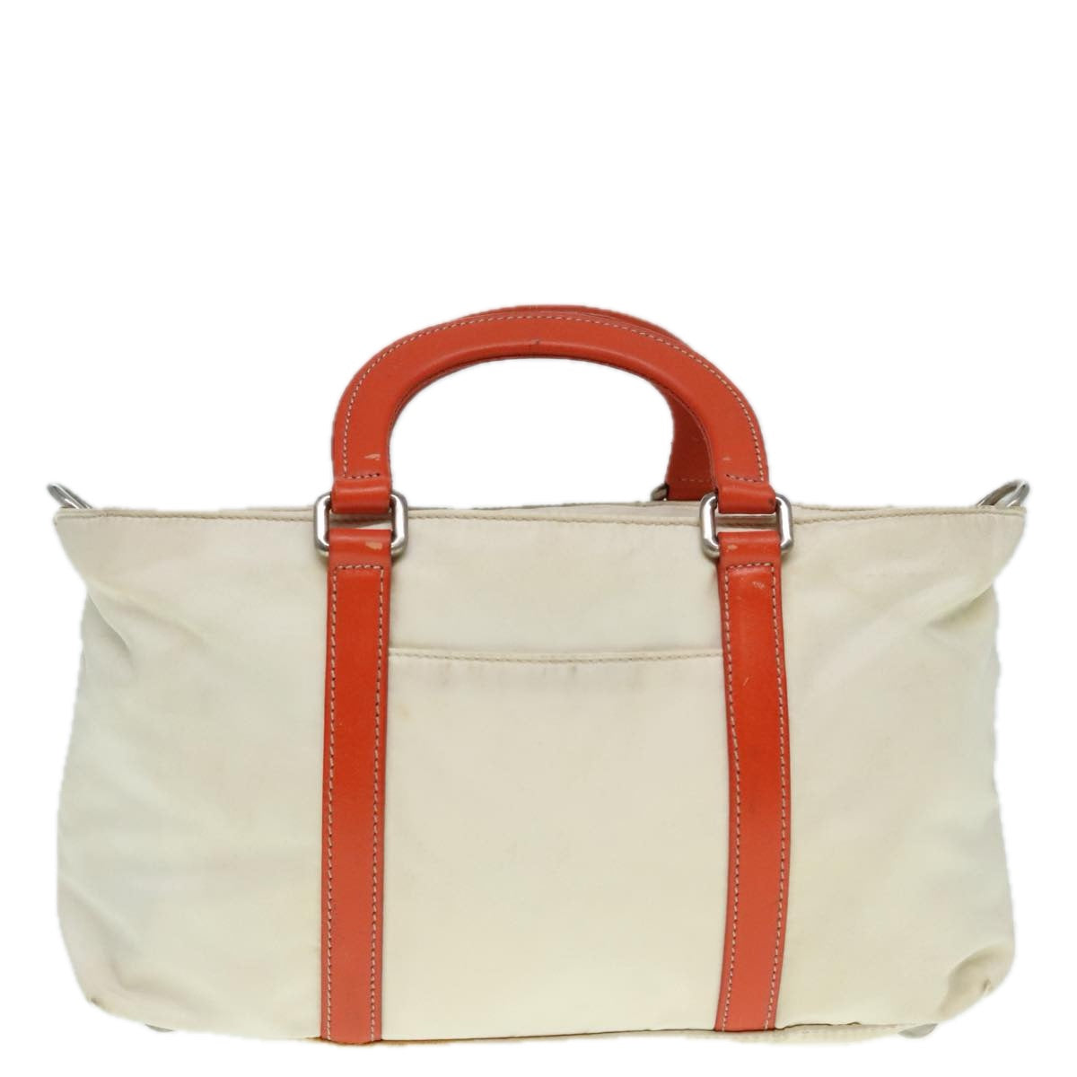 PRADA Hand Bag Nylon 2way Cream Silver 89096