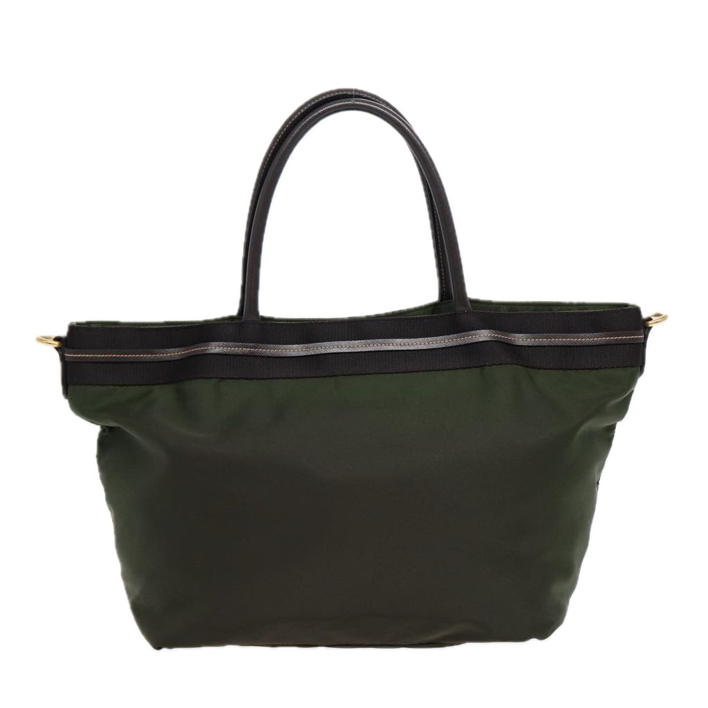 PRADA Hand Bag Nylon 2way Khaki Gold 89132