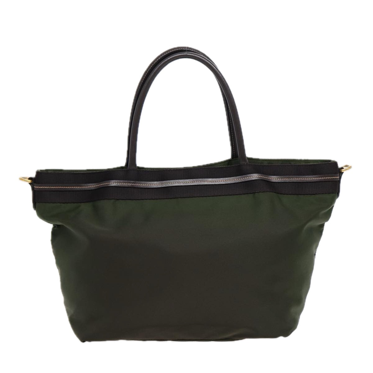 PRADA Hand Bag Nylon 2way Khaki Gold 89132