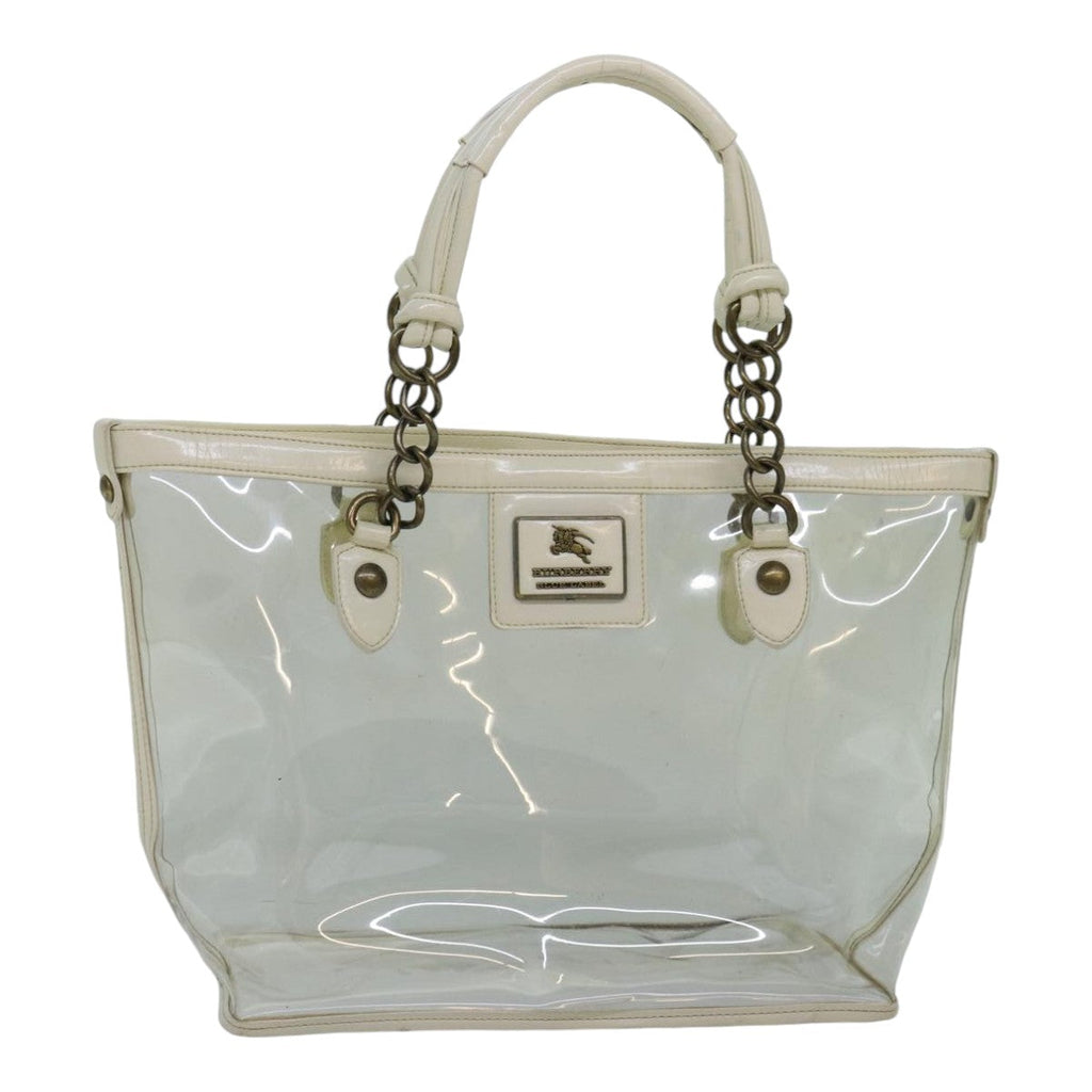 BURBERRY Blue Label Shoulder Bag Vinyl Clear White gold 89239