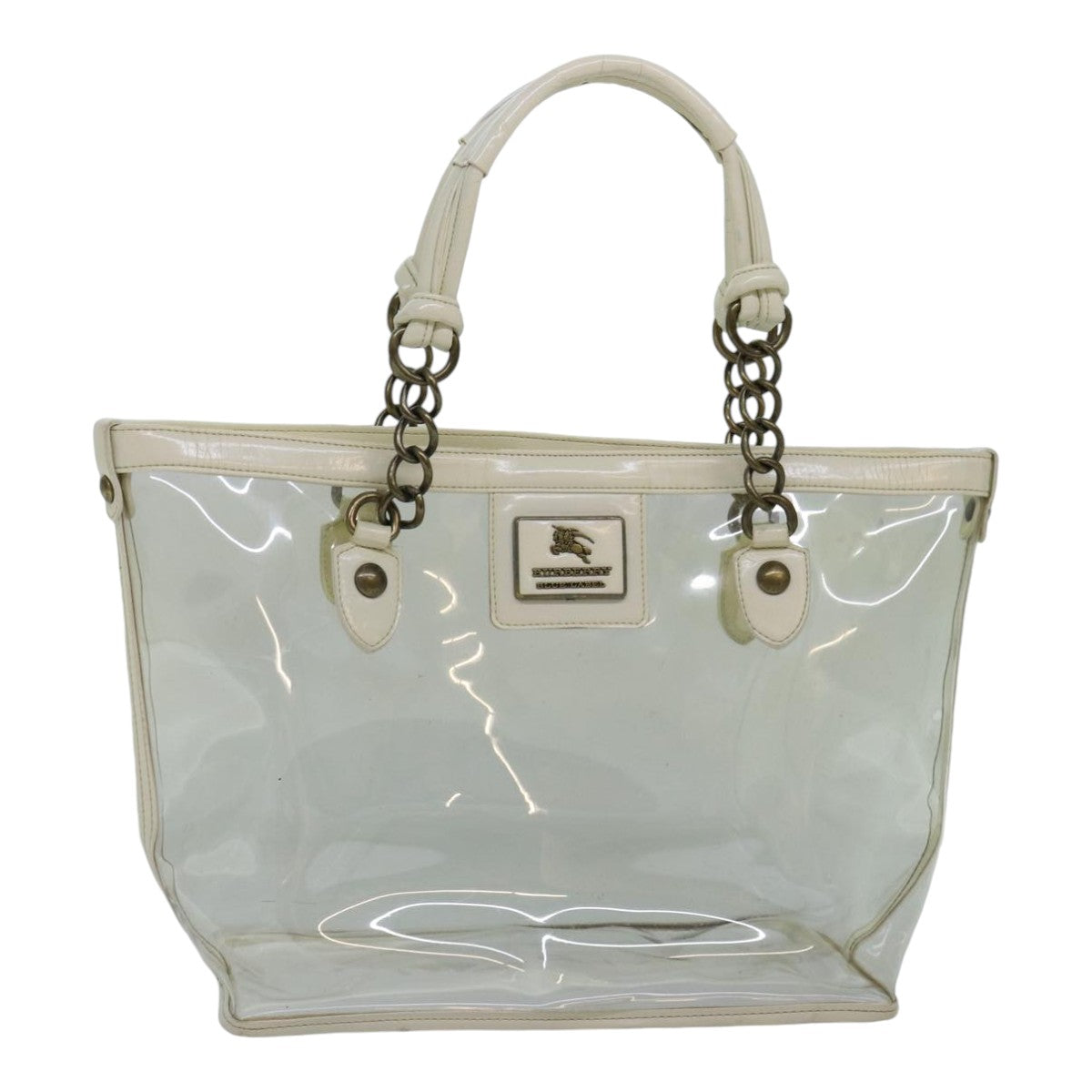 BURBERRY Blue Label Shoulder Bag Vinyl Clear White gold 89239