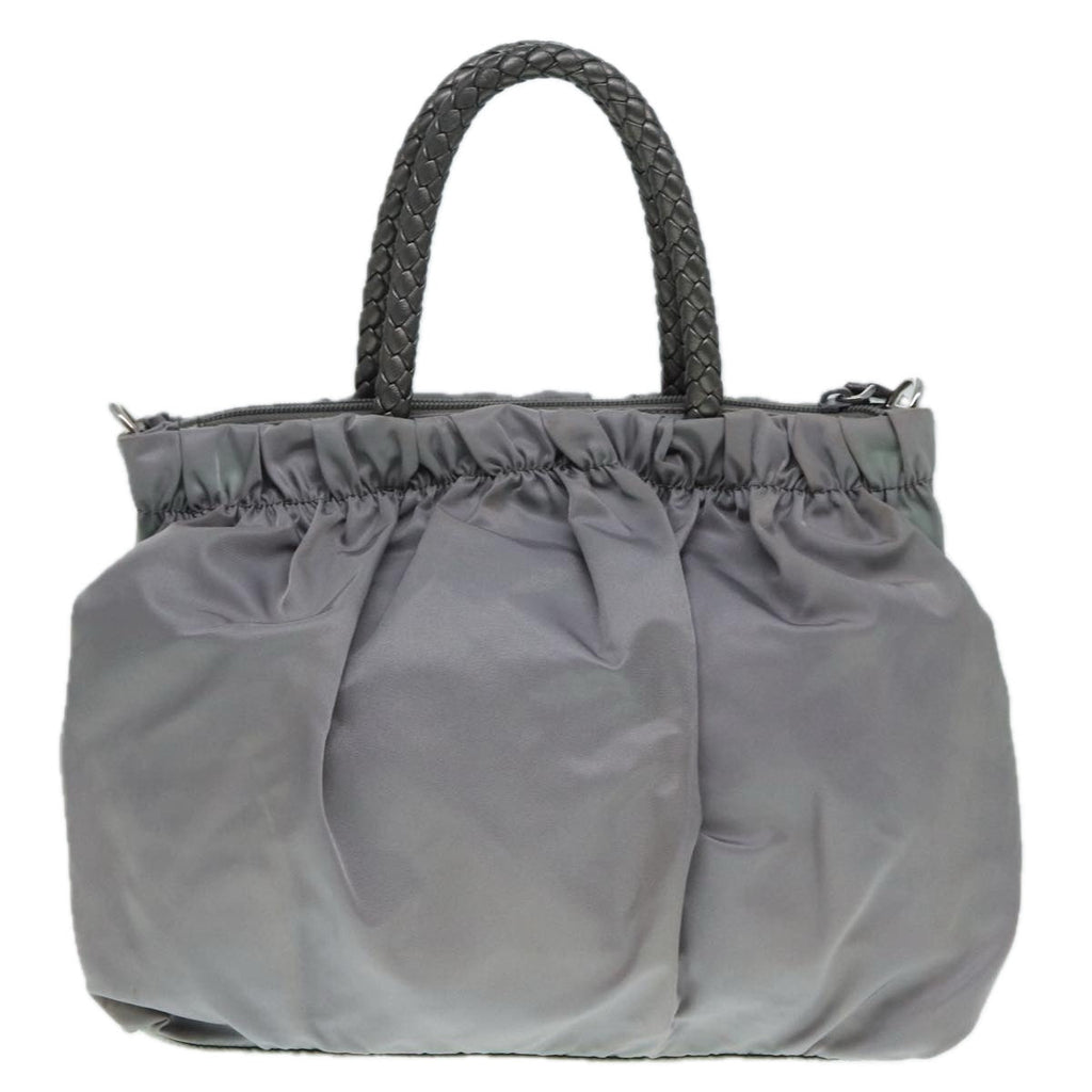 PRADA Hand Bag Nylon 2way Silver Gray 89250