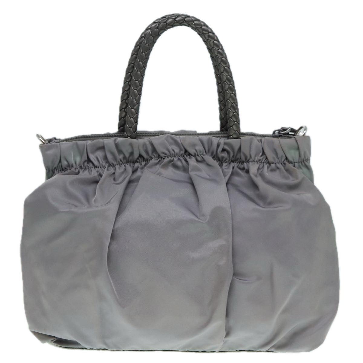 PRADA Hand Bag Nylon 2way Silver Gray 89250
