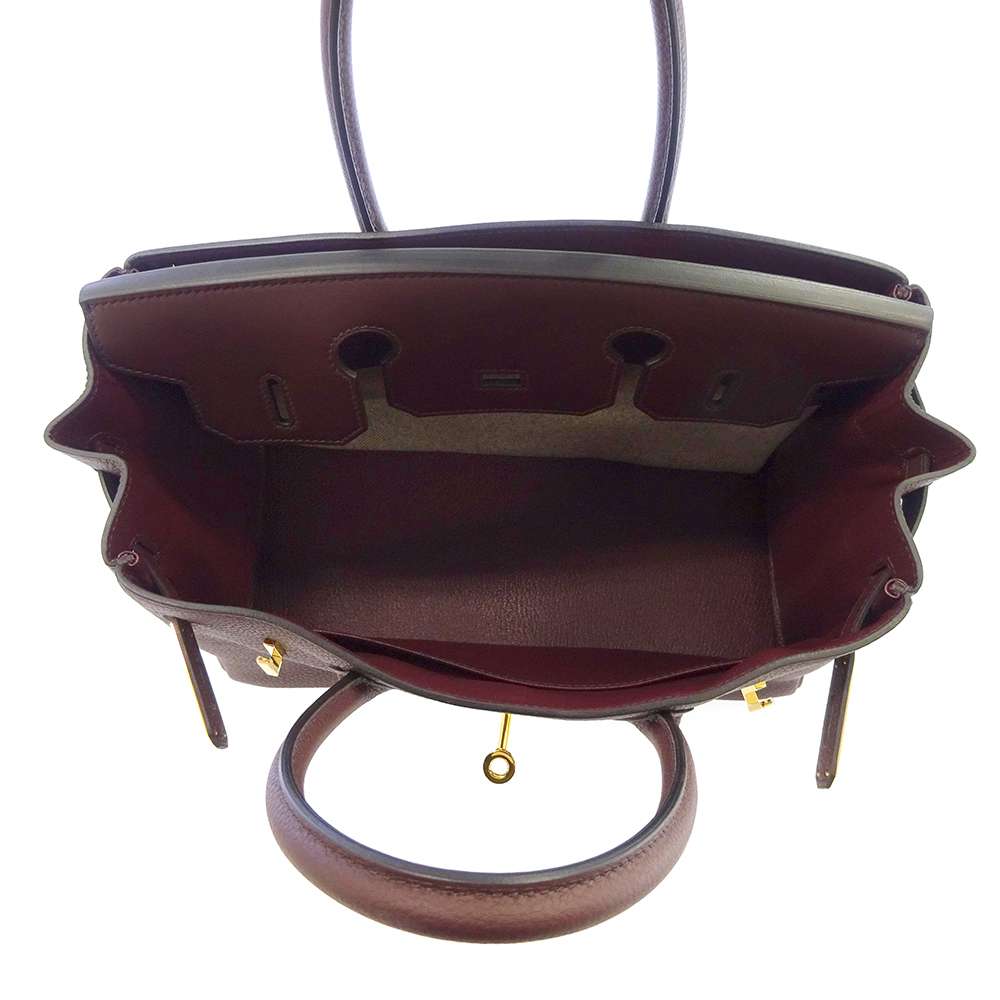 HERMES Birkin 3EN1 RougeSellier Togo Leather Swift Leather Toile GM Size 30