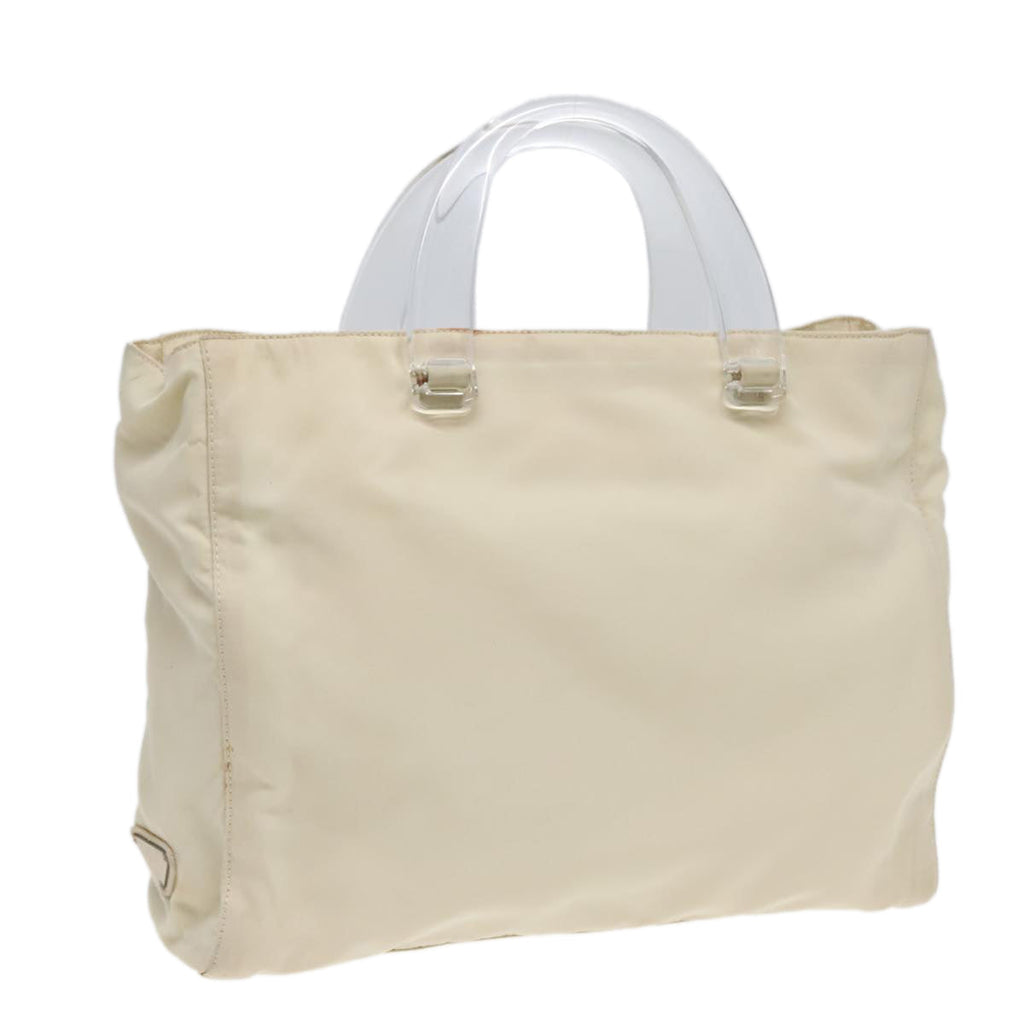 PRADA Hand Bag Nylon White Silver 89620