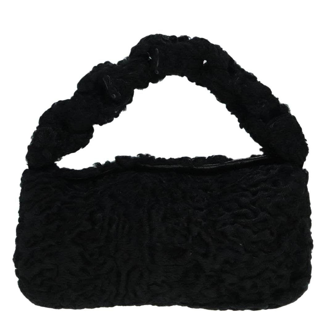 FENDI Hand Bag Wool Black Gold 89722