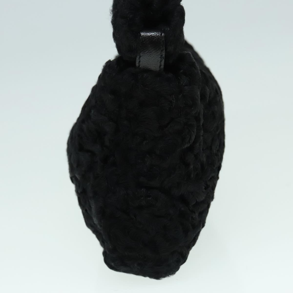 FENDI Hand Bag Wool Black Gold 89722