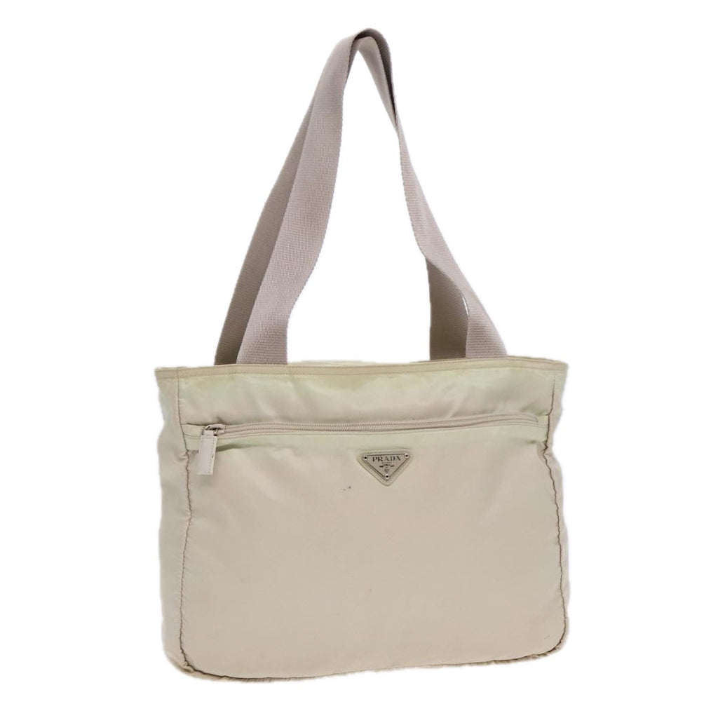 PRADA Tote Bag Nylon Beige Silver 89784