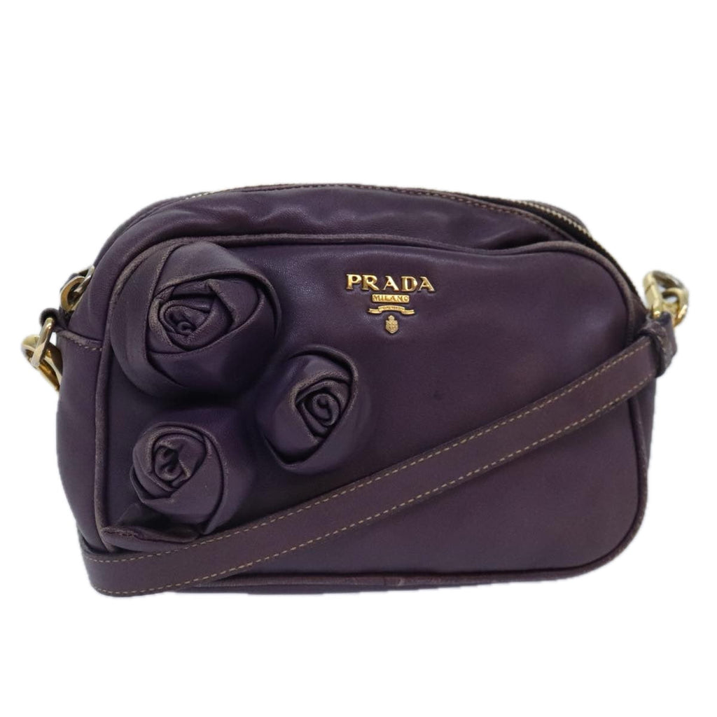 PRADA Shoulder Bag Leather Purple 89794