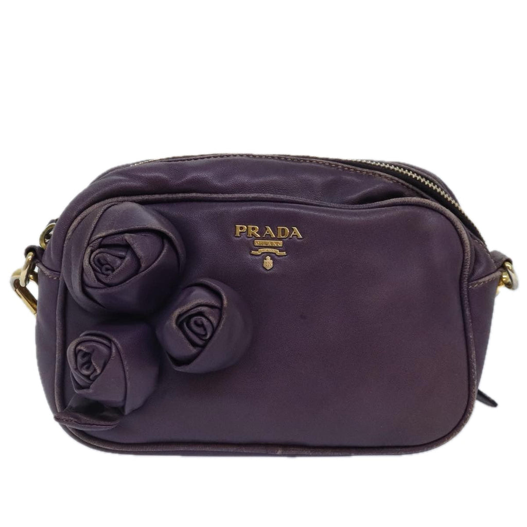 PRADA Shoulder Bag Leather Purple 89794