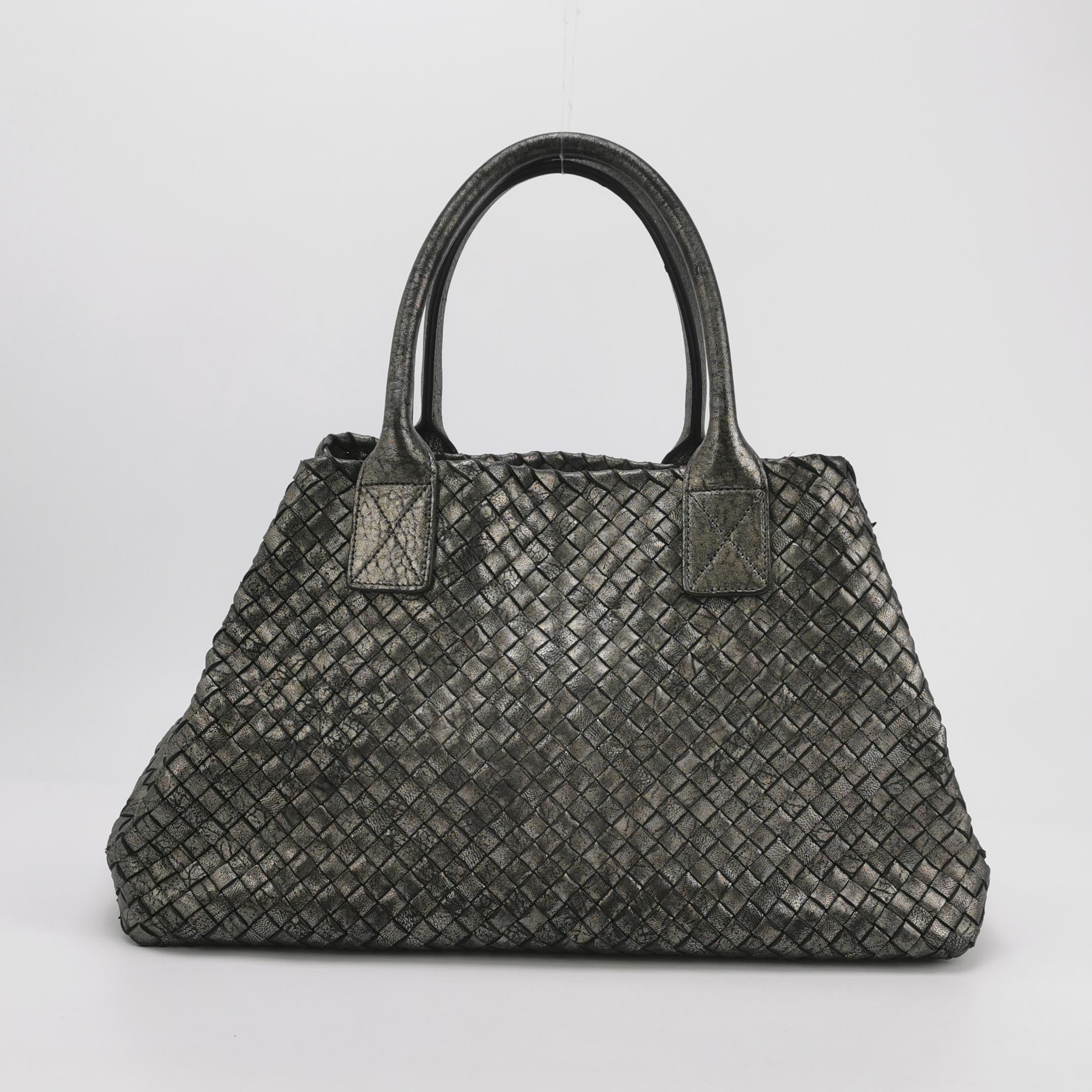Bottega Veneta Cabat Large Intreccio Leather Tote Bag Metallic 40cm