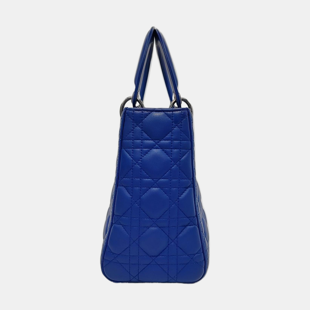 Lady Dior Medium Royal Blue Lambskin Leather Silver Hardware