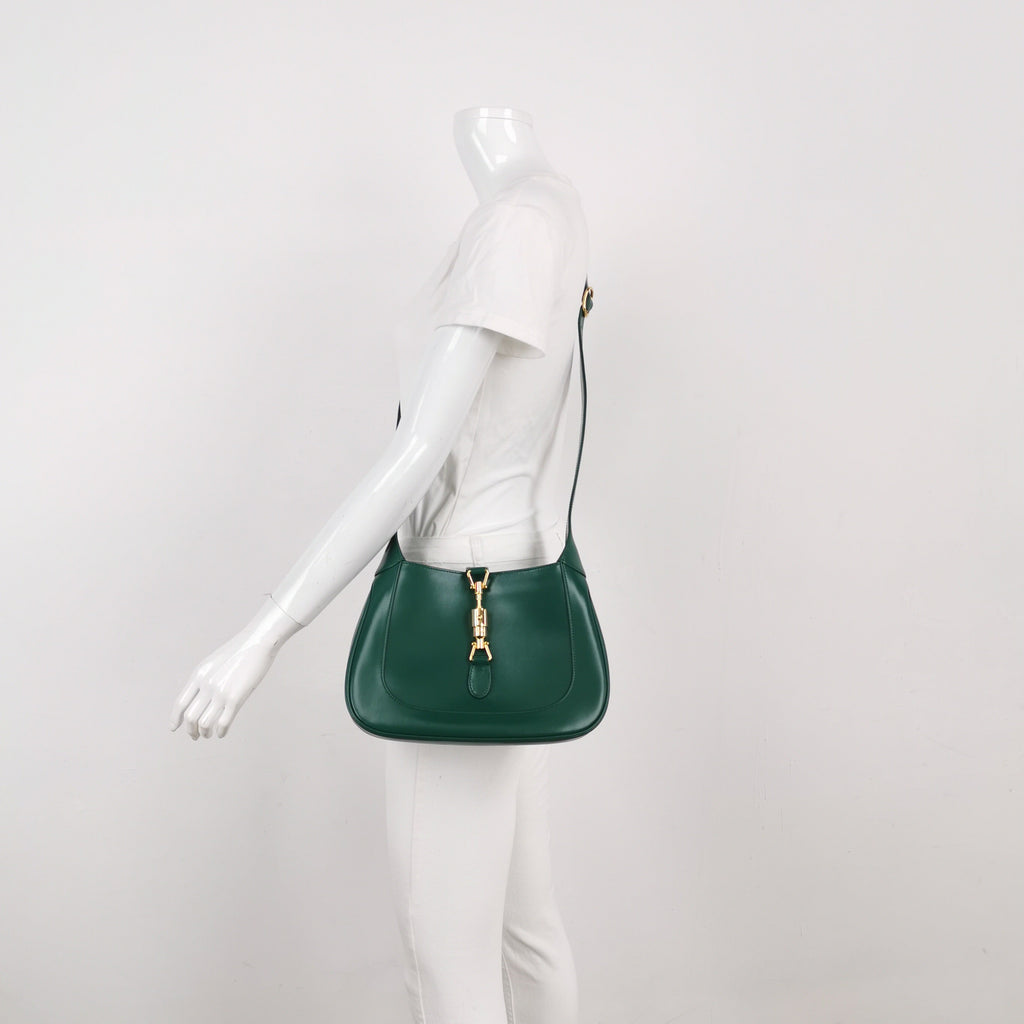 Gucci Jackie 1961 Green Leather Bag Small with Adjustable Strap