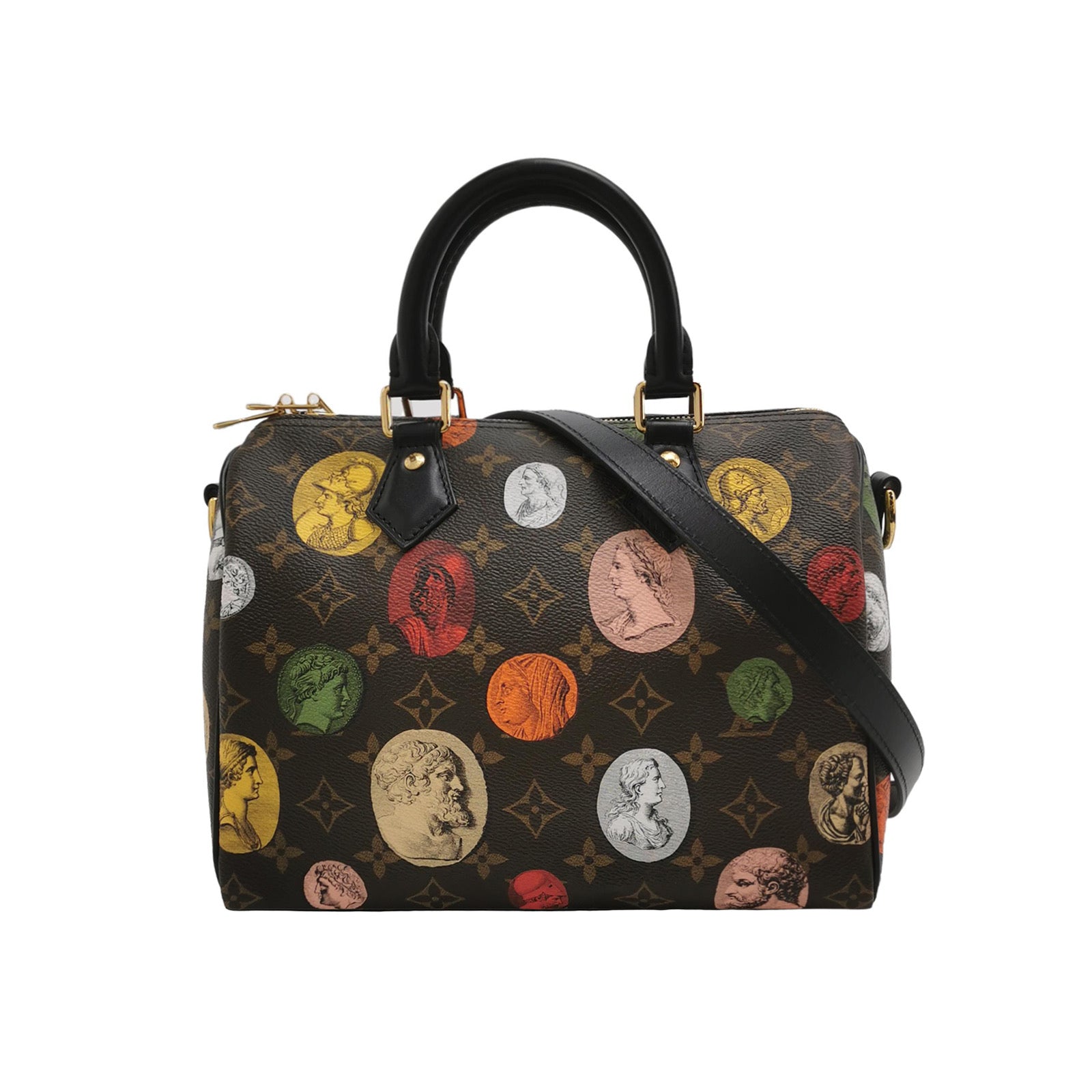 Louis Vuitton Speedy 25 Bandouliere Fornasetti Louvre Stamps