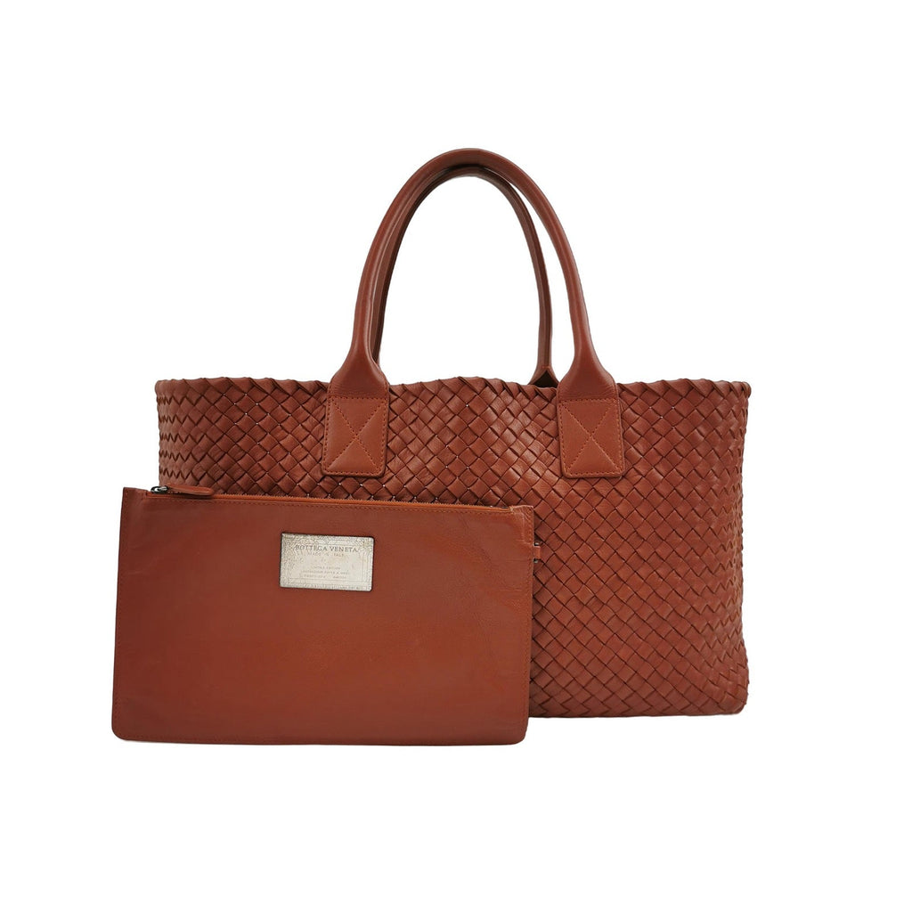 Bottega Veneta Cabat Large Intreccio Leather Tote Bag Brick Red 41cm
